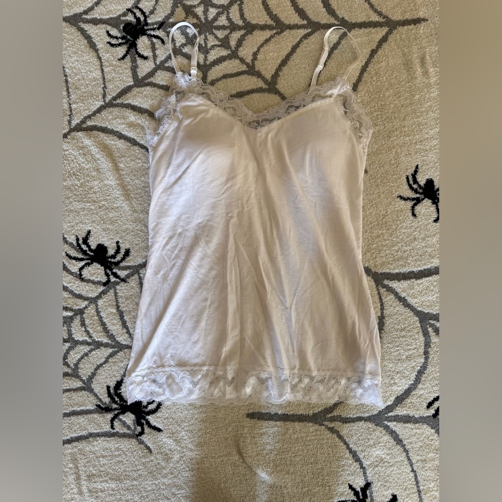 White Lace Trim Cami Top